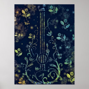 Flowers Guitar Art - Romantic Sound Poster