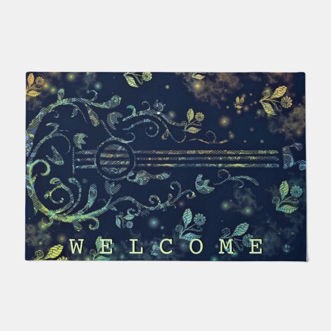 Flowers Guitar Art - Welcome Doormat (Front)