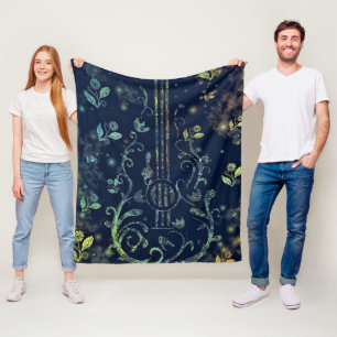 Flowers Guitar Fleece Blanket