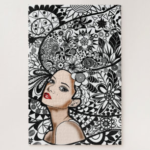 Flowers Hair Girl Jigsaw Puzzle Gift