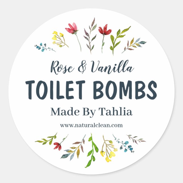 Flowers Handmade Fizzy Toilet Cleaner Labels (Front)