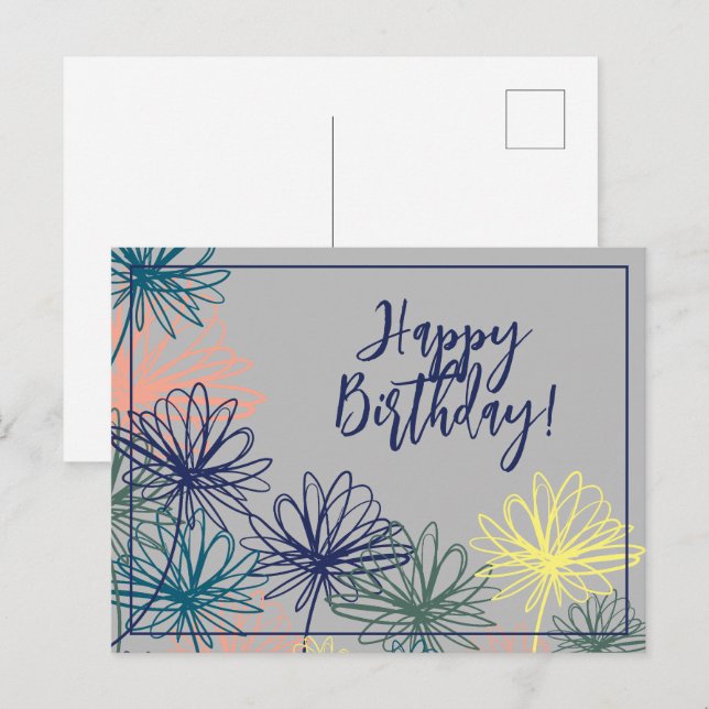 Flowers Happy Birthday Postcard (Front/Back)