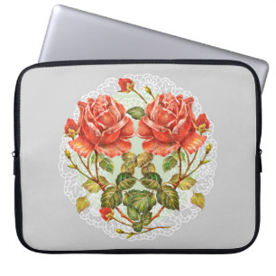Flowers heart on white napkin seamless pattern laptop sleeve