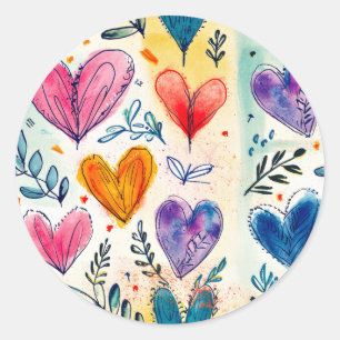 Flowers hearth  classic round sticker
