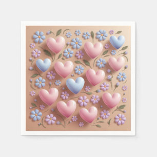 Flowers Hearts Cocktail Napkins