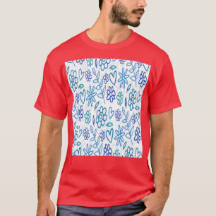 Flowers Hearts Floral Summer Spring Blue Teal Dood T-Shirt