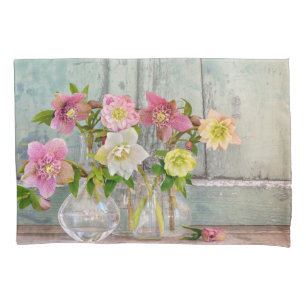 Flowers   Hellebores in Vases Pillowcase