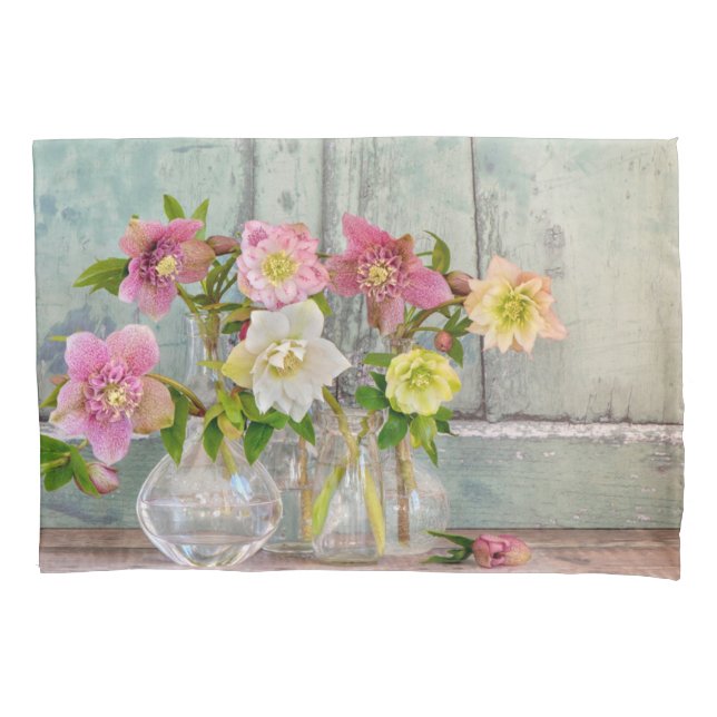 Flowers | Hellebores in Vases Pillowcase (Front)
