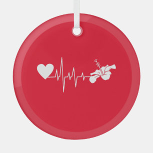 Flowers - Hibiscus Plant Glass Ornament