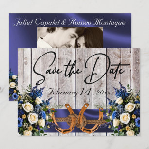 Flowers & Horseshoes, Blue Ribbon Wedding Save The Date