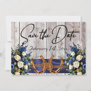 Flowers & Horseshoes, Blue Ribbon Wedding Save The Date