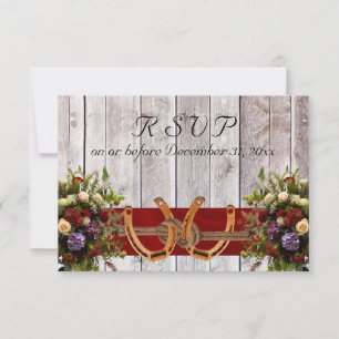 Flowers & Horseshoes, Red Ribbon RSVP Card