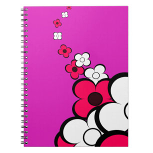 Flowers Hot Pink White Notebook