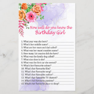 Flowers How well do you know the birthday girl