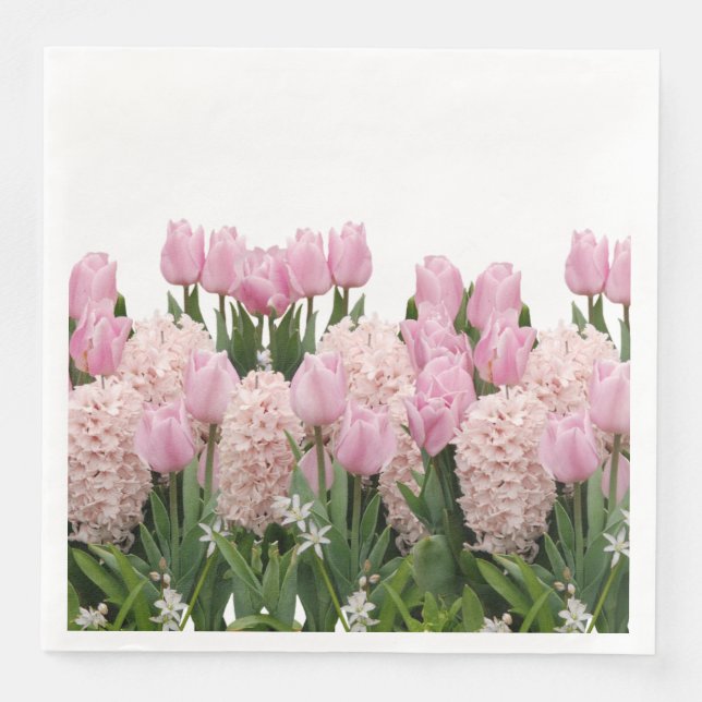 Flowers Hyacinth and Tulips Basket Dinner Napkins (Front)