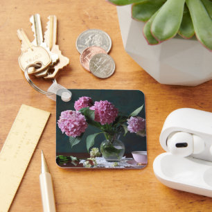 Flowers Hydrangeas in Vase Keychain