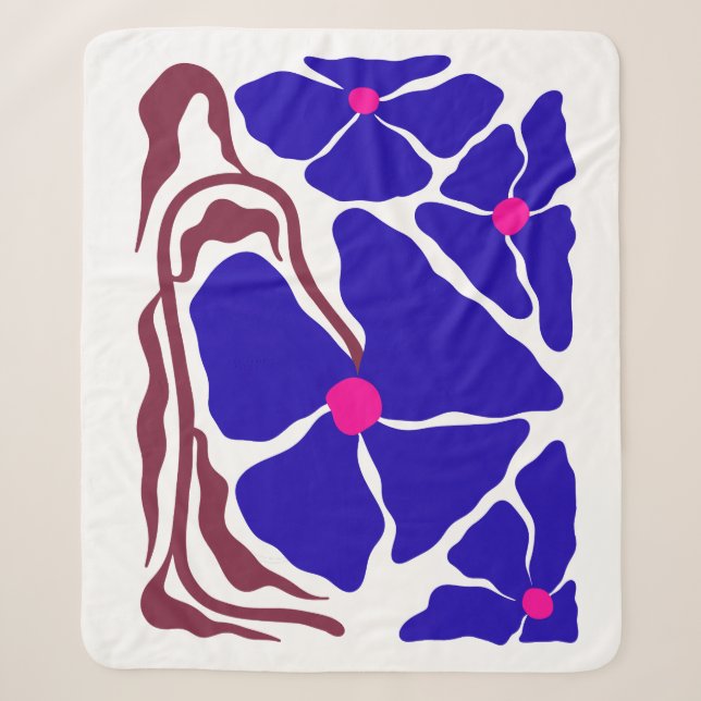 Flowers Illustration Artwork Sherpa Blanket (Front)