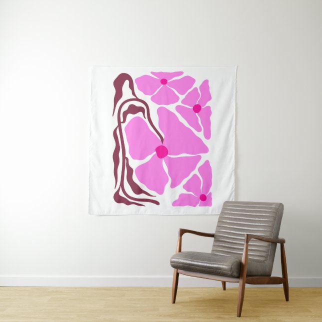 Flowers Illustration Artwork Tapestry (In Situ)