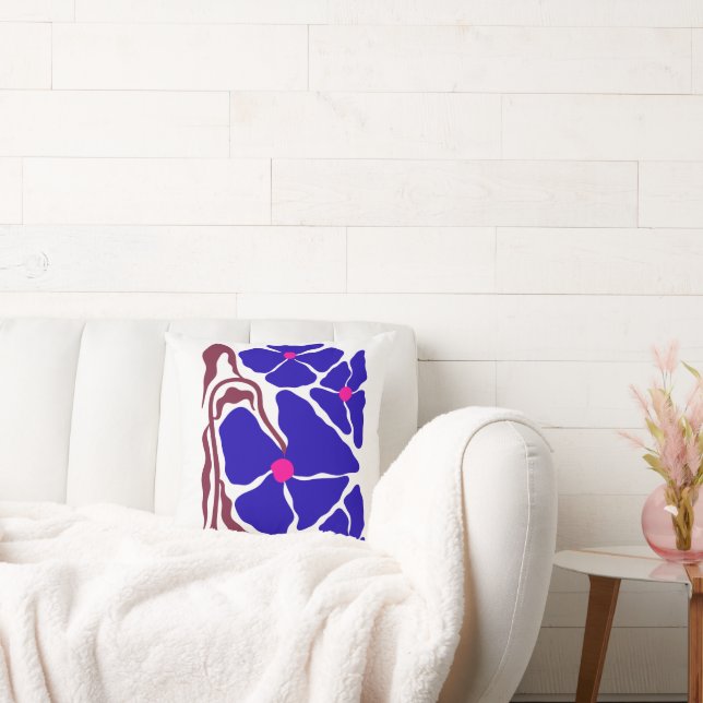 Flowers Illustration Artwork Throw Pillow (Couch)