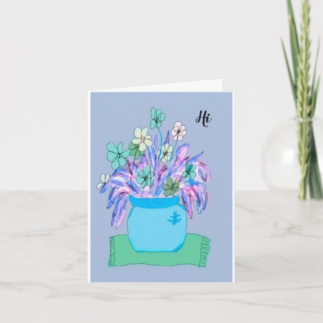 Flowers in a Blue Vase & Background for Senior Card (Front)