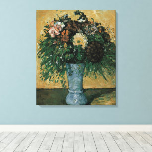 Flowers in a Blue Vase by Paul Cezanne Vintage Art Canvas Print
