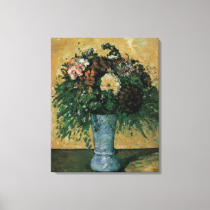 Flowers in a Blue Vase by Paul Cezanne Vintage Art Canvas Print