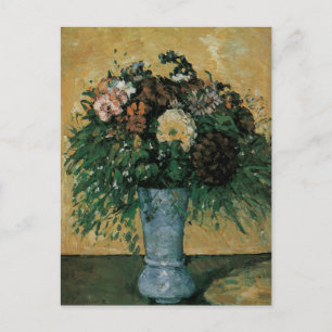 Flowers in a Blue Vase by Paul Cezanne Vintage Art Postcard