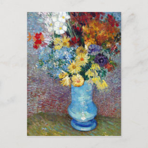 Flowers in a blue vase by Vincent van Gogh Postcard