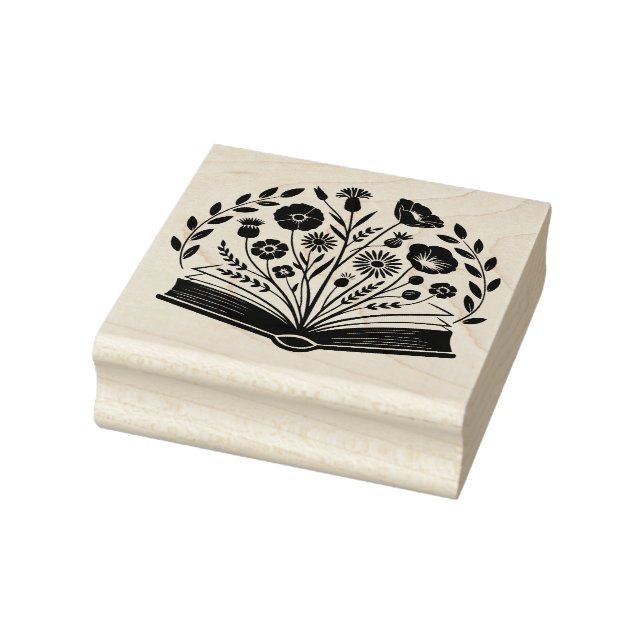 Flowers in a Book Rubber Stamp (Stamp)