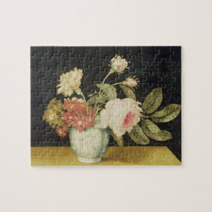 Flowers in a Delft Jar (oil on panel) Jigsaw Puzzle