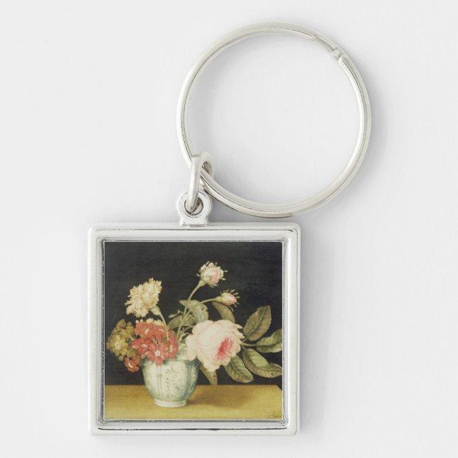 Flowers in a Delft Jar (oil on panel) Keychain (Front)