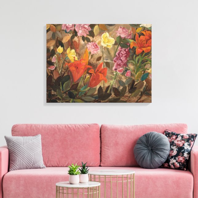 Flowers in a Garden | Tadeusz Makowski Canvas Print (Insitu(LivingRoom))