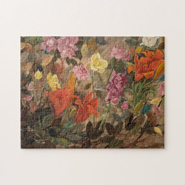 Flowers in a Garden | Tadeusz Makowski Jigsaw Puzzle (Horizontal)