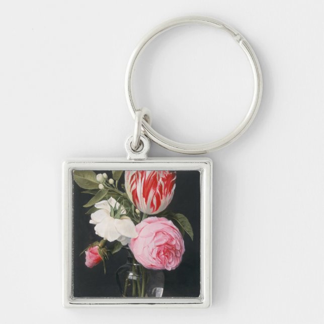 Flowers in a glass vase keychain (Front)