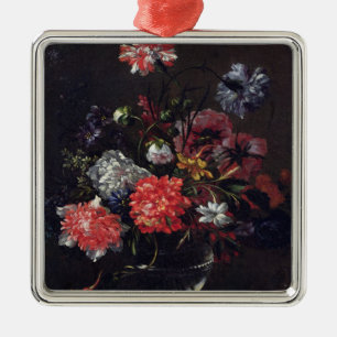 Flowers in a Glass Vase Metal Ornament