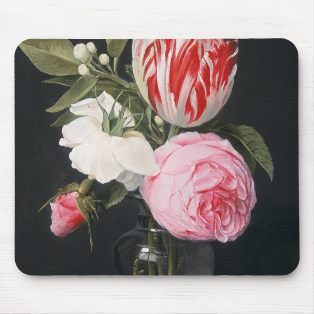 Flowers in a glass vase mouse pad (Front)