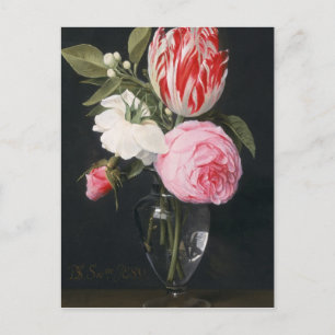 Flowers in a glass vase postcard