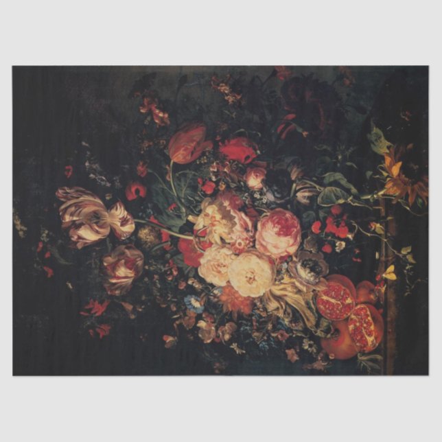 Flowers in a Glass Vase with Pomegranates, Ruysch Tissue Paper (Front)