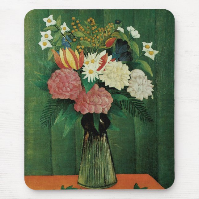 Flowers in a Green Vase Mouse Pad (Front)