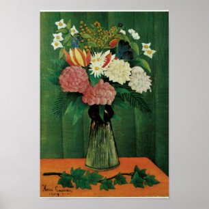 Flowers in a Green Vase Poster