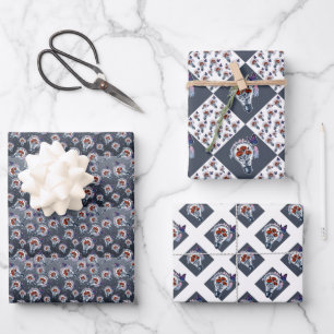 Flowers in a Light Bulb and Butterfly in Bisexual  Wrapping Paper Sheet
