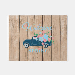 Flowers In A Pickup Truck Welcome Spring  Doormat