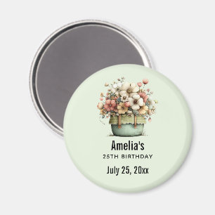 Flowers in a Pot Cozy Cute Birthday Party Date Magnet
