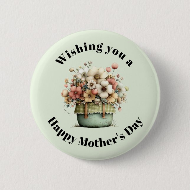 Flowers in a Pot Cozy Cute Mother's Day 2 Inch Round Button (Front)