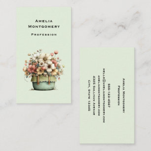 Flowers in a Pot Cozy Shabby Cute Business Card