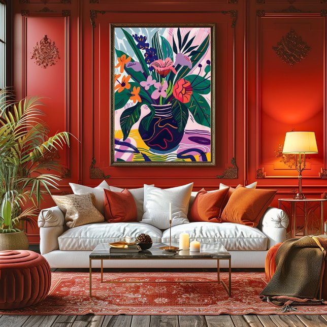 Flowers in a pot in vibrant Fauvist Style. Canvas Print (Creator Uploaded)