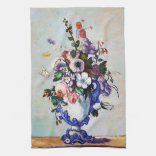 Flowers in a Rococo Vase, Paul Cezanne Kitchen Towel