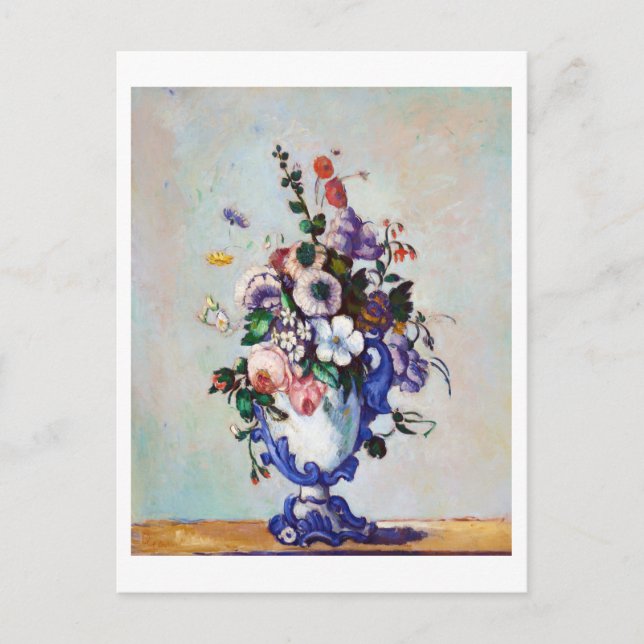 Flowers in a Rococo Vase, Paul Cezanne Postcard (Front)