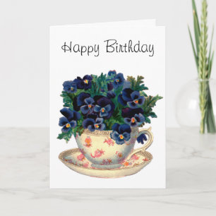 Flowers in a Teacup Vintage Art Card