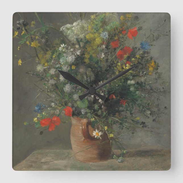 Flowers in a Vase, c.1866 Square Wall Clock (Front)